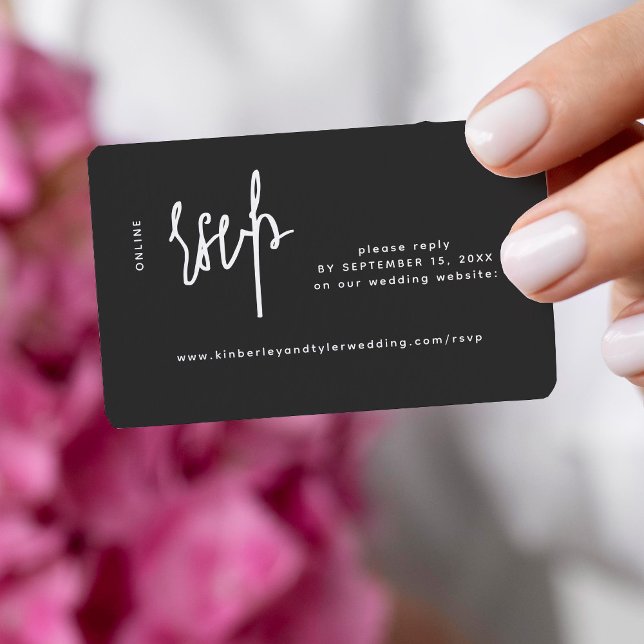 Lässiges Skript moderne Schwarze Hochzeit online u Begleitkarte (You can choose the ROUNDED CORNERS option)