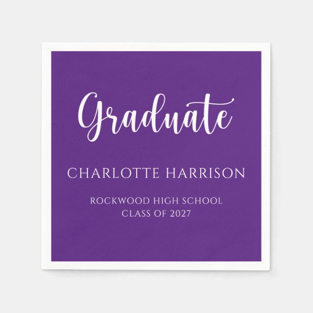 Lässiges Skript Modernes Abschluss Papier Napkins Serviette (Vorderseite)