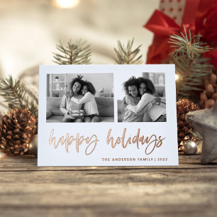 Lässiges Skript Zwei Foto Grid Happy Holidays Folien Feiertagskarte