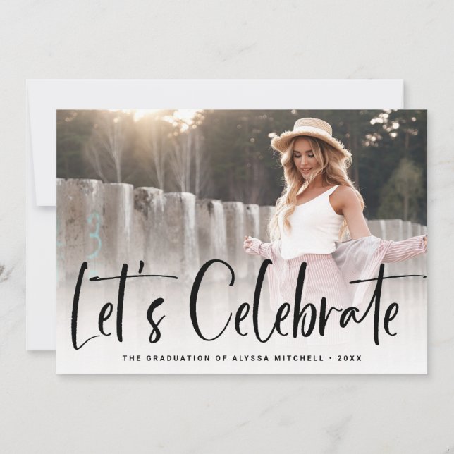 Lässiges Skriptschwarz | Partei für zwei Fotos Einladung (Vorderseite)