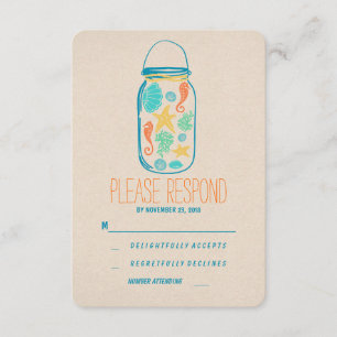 Lässiges Strandmaurerglas-Hochzeit UAWG RSVP Karte