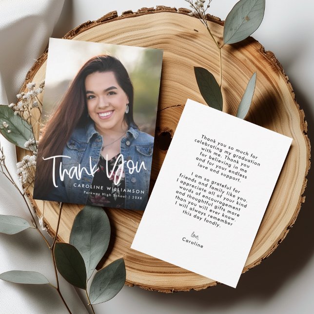 Lässiges Trendy Handgeschriebenes Script Abschluss Dankeskarte (Von Creator hochgeladen)