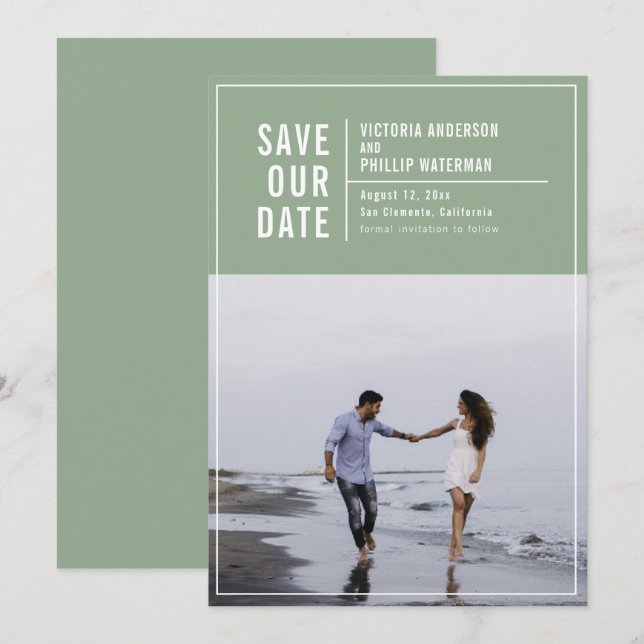 Lässiges Typografie-Rahmen-Save the Date-Foto Save The Date (Vorne/Hinten)