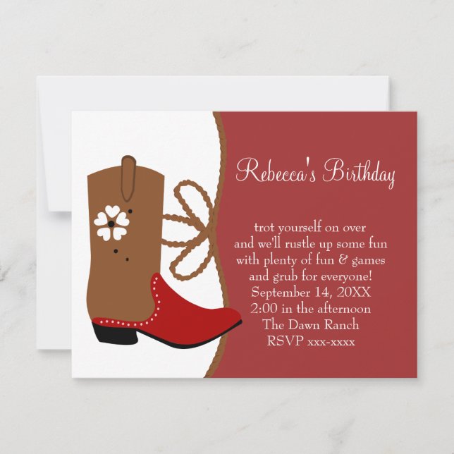 Lasso Cowgirl Birthday Einladung (Vorderseite)
