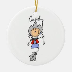 Lasso Cowgirl T - Shirt und Geschenke Keramik Ornament