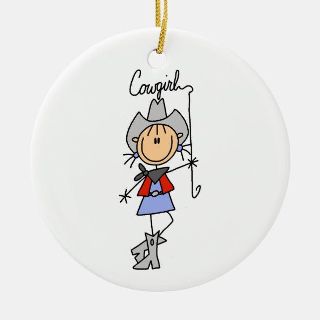 Lasso Cowgirl T - Shirt und Geschenke Keramik Ornament (Vorne)