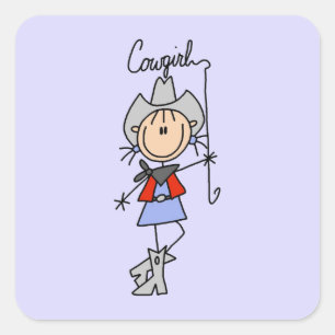 Lasso-Cowgirl-T-Shirts und Geschenke Quadratischer Aufkleber
