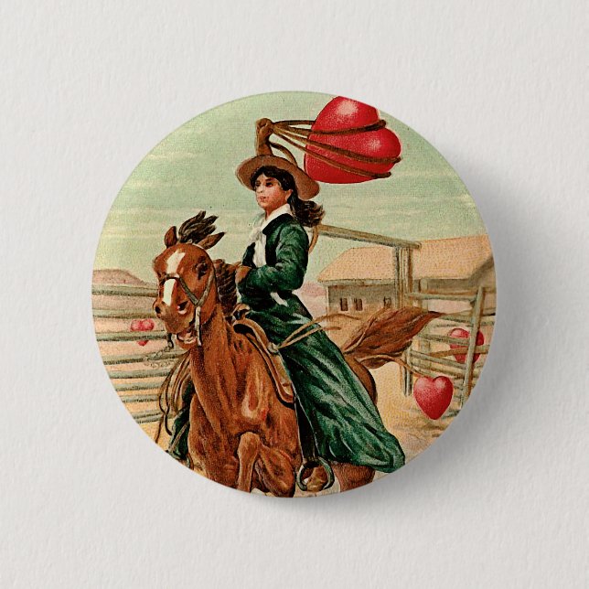 Lasso mein Herz Vintag Valentine Button (Vorderseite)
