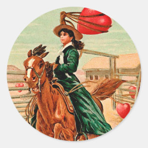 Lasso mein Herz Vintager Valentine Runder Aufkleber