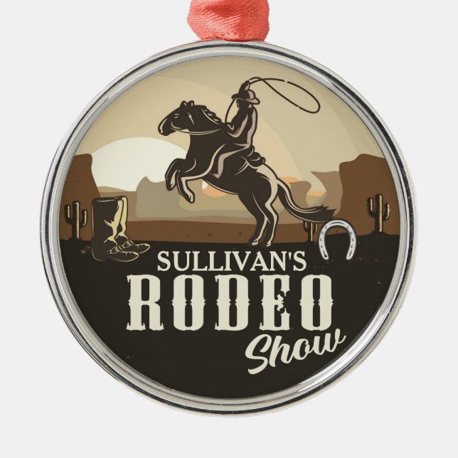 Lasso Roping Roundup ADD NAME Western Rodeo Show Ornament Aus Metall (Vorne)