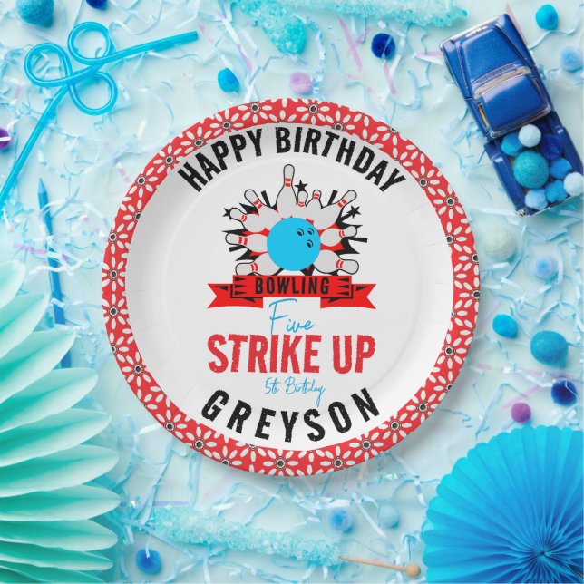 Lass's Bowl! Fun Kids 5th Birthday Party Bowling Pappteller (Party)