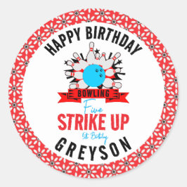 Lass's Bowl! Fun Kids 5th Birthday Party Bowling Runder Aufkleber