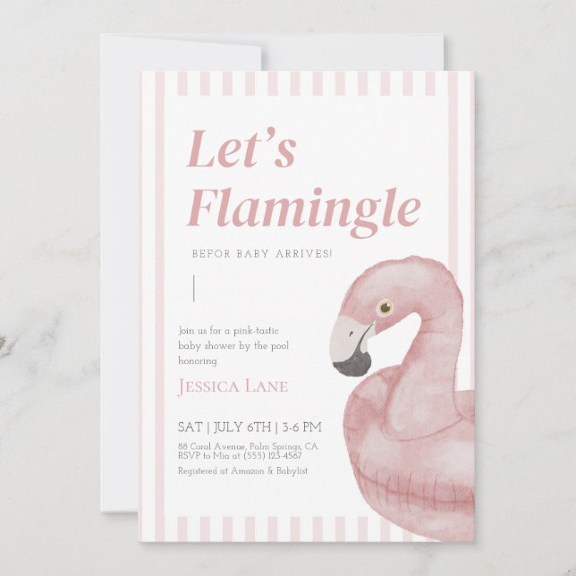 Lass's Flamingle Baby Shower Einladung (Vorderseite)