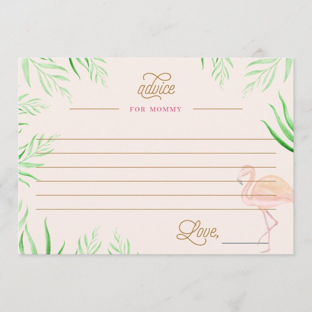 LASS'S FLAMINGLE BABY SHOWER FLAMINGO ADVICE CARD HINWEISKARTE (Vorderseite)