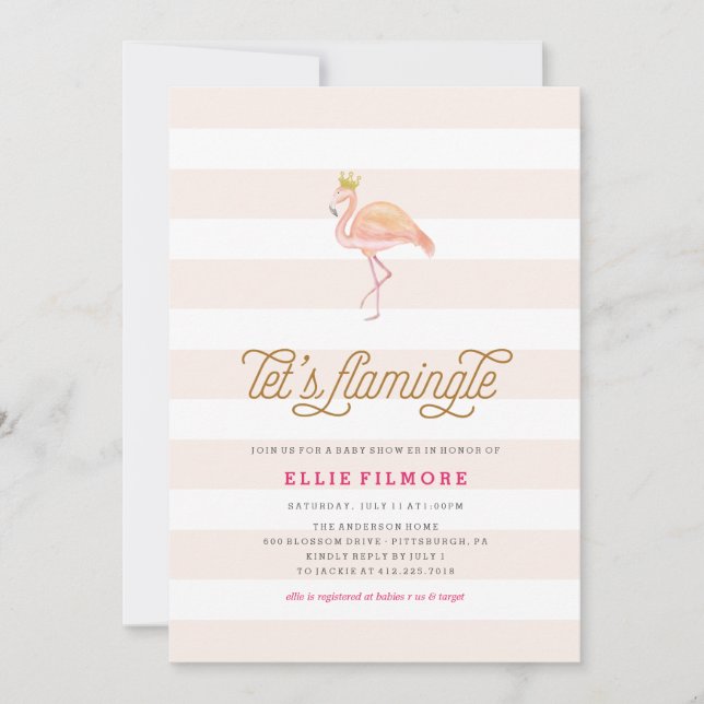 LASS'S FLAMINGLE BABY SHOWER FLAMINGO EINLADUNG (Vorderseite)