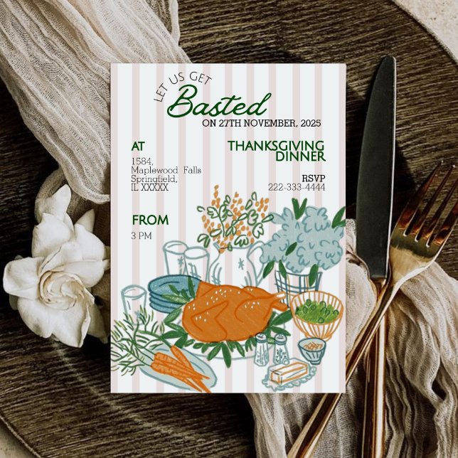Lass's Get Basted Erntedank Dinner Einladung (Von Creator hochgeladen)