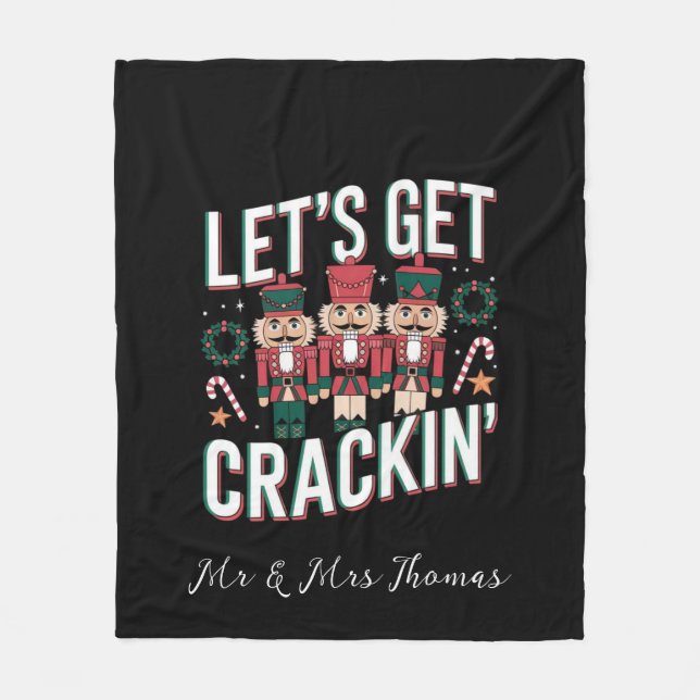 Lass's Get Crackin' Diese Weihnachts-Funny Retro N Fleecedecke (Vorderseite)