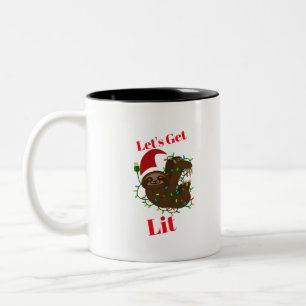 Lass's Get Lit Christmas Sloth Zweifarbige Tasse