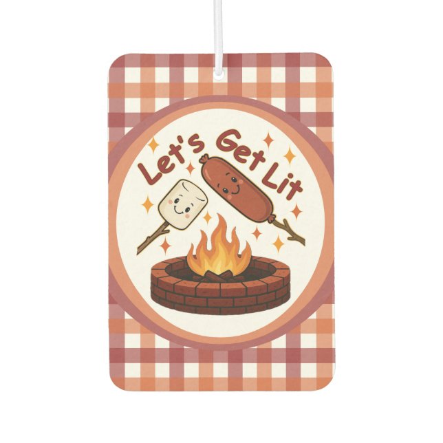 Lass's Get Lit Firepit - Niedlicher Marshmallow &  Autolufterfrischer (Vorderseite)