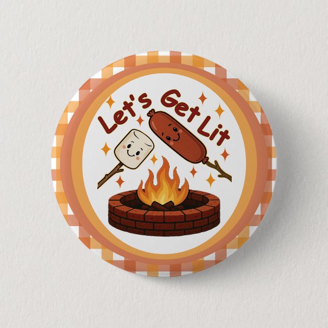 Lass's Get Lit Firepit - Niedlicher Marshmallow &  Button (Vorderseite)