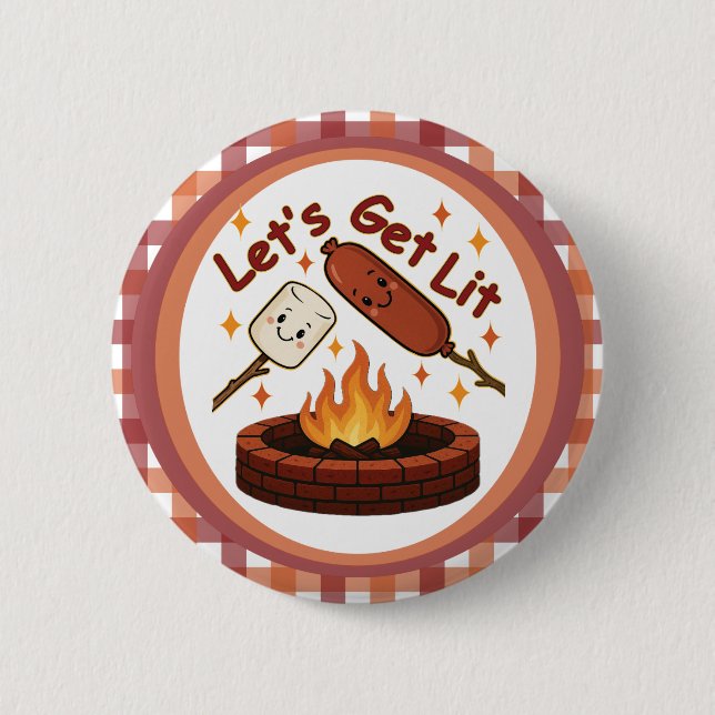 Lass's Get Lit Firepit - Niedlicher Marshmallow &  Button (Vorderseite)