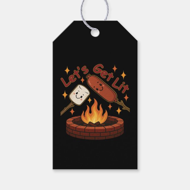 Lass's Get Lit Firepit - Niedlicher Marshmallow &  Geschenkanhänger (Vorderseite)