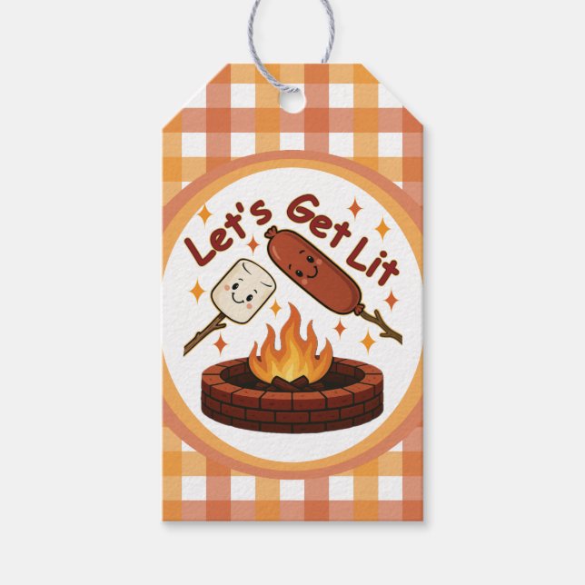 Lass's Get Lit Firepit - Niedlicher Marshmallow &  Geschenkanhänger (Vorderseite)