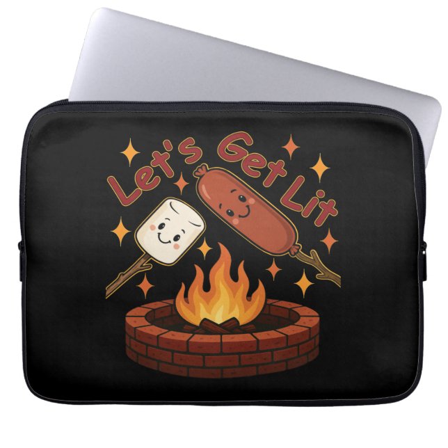 Lass's Get Lit Firepit - Niedlicher Marshmallow &  Laptopschutzhülle (Vorderseite)