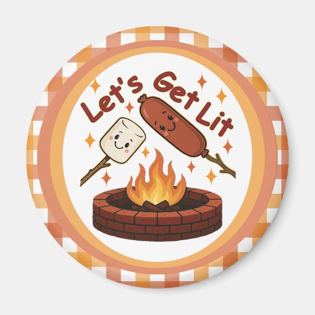 Lass's Get Lit Firepit - Niedlicher Marshmallow &  Magnet (Vorne)