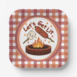 Lass's Get Lit Firepit - Niedlicher Marshmallow &  Pappteller