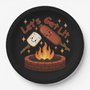 Lass's Get Lit Firepit - Niedlicher Marshmallow & Pappteller