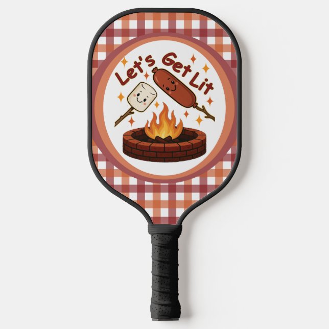Lass's Get Lit Firepit - Niedlicher Marshmallow &  Pickleball Schläger (Vorderseite)