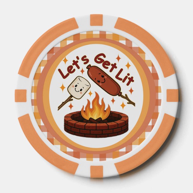 Lass's Get Lit Firepit - Niedlicher Marshmallow &  Pokerchips (Vorderseite)