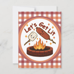 Lass's Get Lit Firepit - Niedlicher Marshmallow & Postkarte