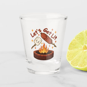 Lass's Get Lit Firepit - Niedlicher Marshmallow & Schnapsglas