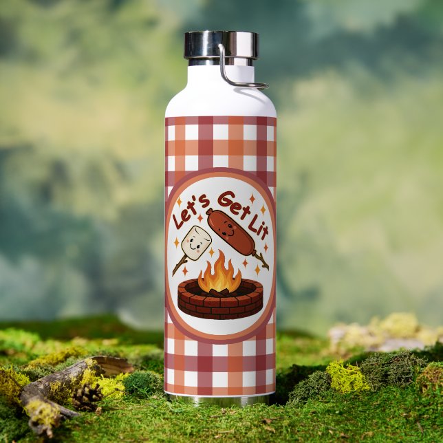 Lass's Get Lit Firepit - Niedlicher Marshmallow &  Trinkflasche (Außenbereich (gedreht))