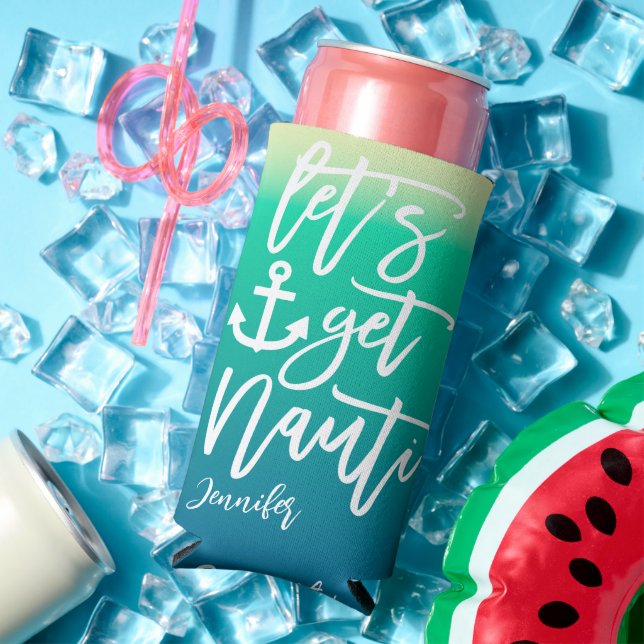Lass's Get Nauti Blue Beach Bachelorette Selters Dosenkühler (In Situ Sommer)