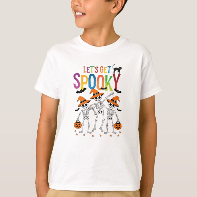 Lass's Get Spooky Funny Skeleton Boys Halloween T-Shirt (Vorderseite)