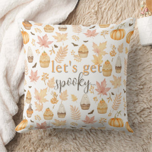 Lass's Get Spooky mit Pumpkins, Blätter & Cupcake Kissen