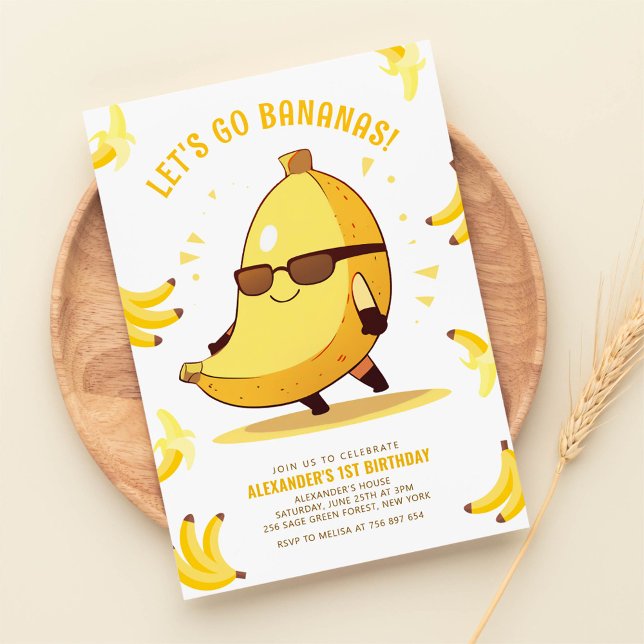 Lass's Go Bananas Spaß Geburtstag Einladung (Von Creator hochgeladen)