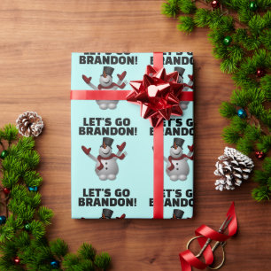 LASS'S GO BRANDON CHRISTMAS SNOWMAN WRAPPING PAPIE GESCHENKPAPIER