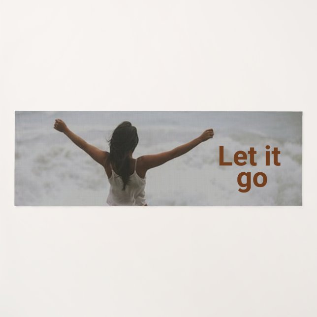 "Lass's go" Frau am Strand Yogamatte (Vorderseite (Horizontal))