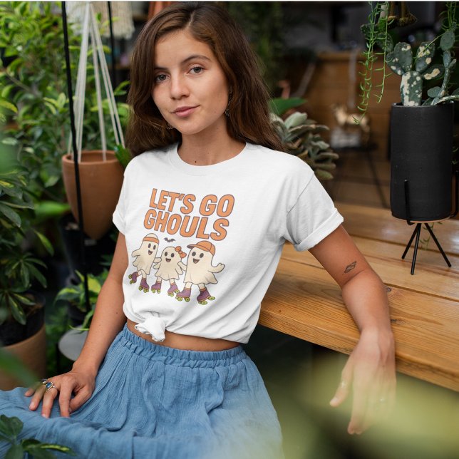 Lass's Go Ghouls Roller Retro Ghosts T-Shirt (Von Creator hochgeladen)