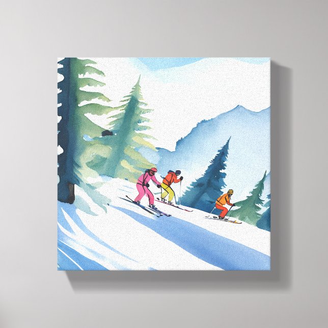 Lass's Go Ski | Winterfarbe Leinwanddruck (Vorderseite)