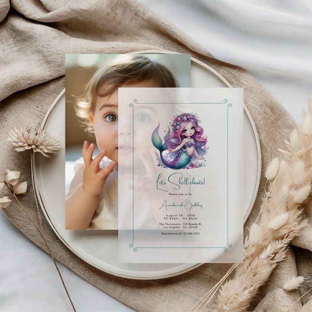 Lass's Muschel-ebrate! Mermaid Birthday Party (Let’s Shell-ebrate! Mermaid Birthday Party Vellum Invitations)