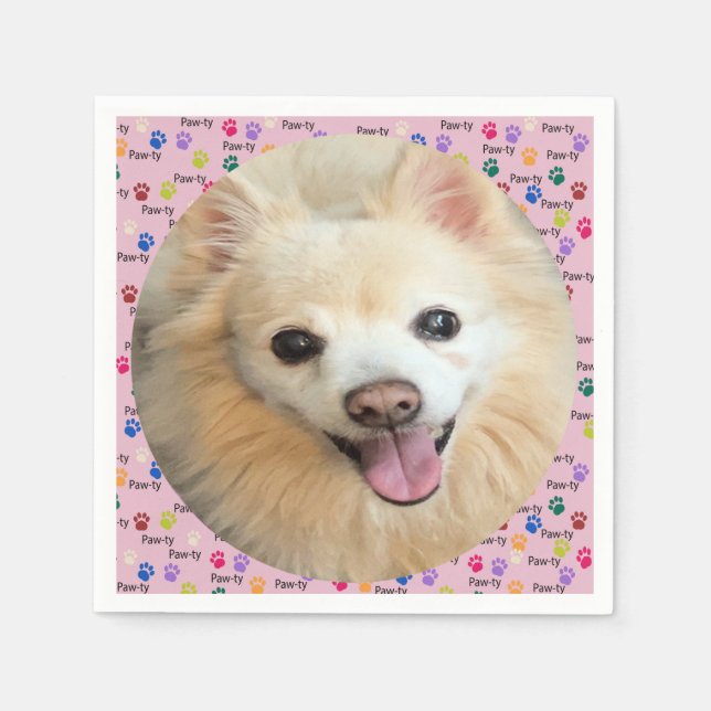 Lass's Paw-ty! Benutzerdefinierter Hund Serviette (Vorderseite)