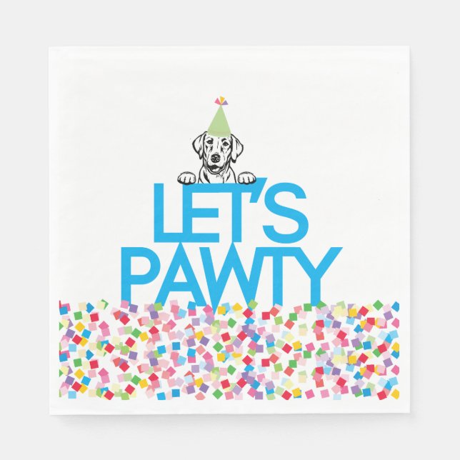 "Lass's PAWTY" Labrador Party Luncheon Napkins Serviette (Vorderseite)