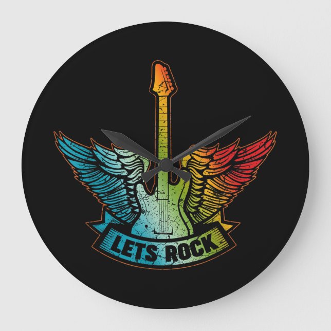 Lass's Rock Legend Rock and Roll Music Gitarre Große Wanduhr (Vorderseite)