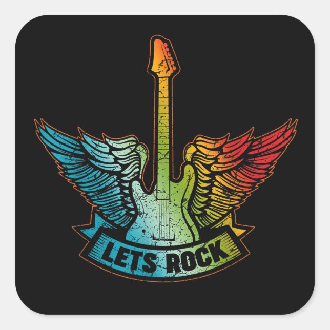 Lass's Rock Legend Rock and Roll Music Gitarre Quadratischer Aufkleber (Vorderseite)