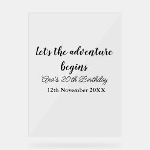 Lasst das Abenteuer beginnen 20. Geburtstag Name h Acrylschild